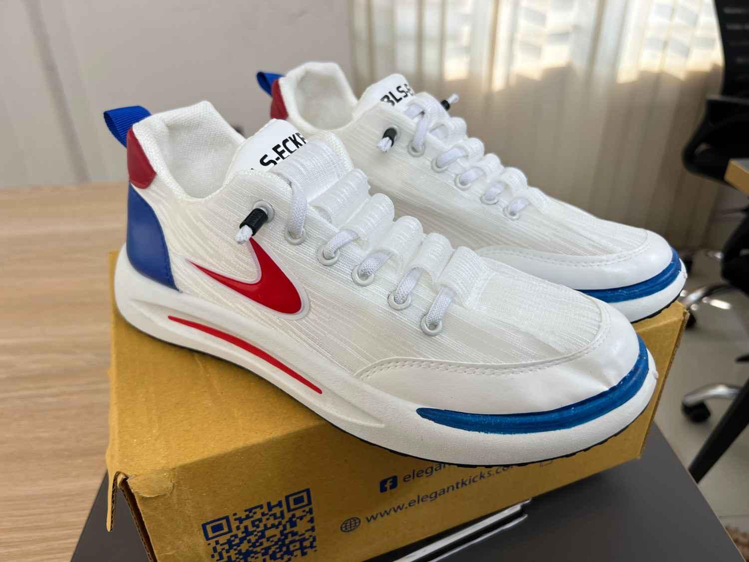 Stylish Casual White & Red Sneakers