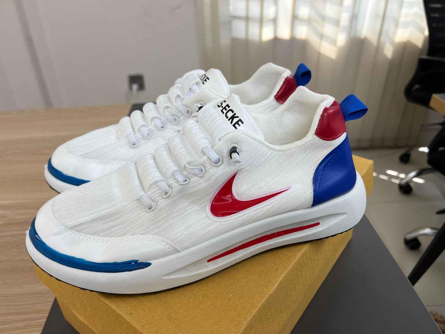 Stylish Casual White & Red Sneakers