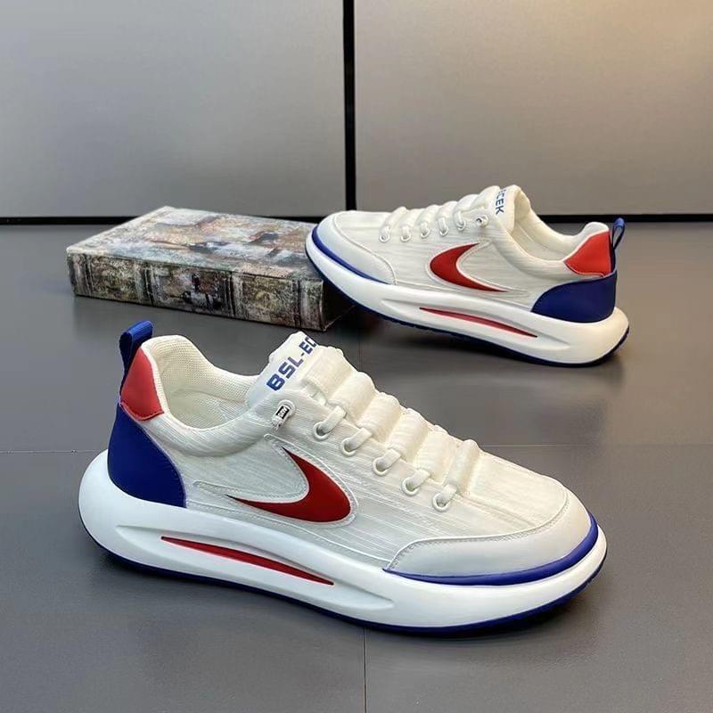 Stylish Casual White & Red Sneakers.